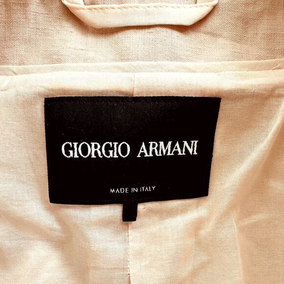 Giorgio Armani Ladies Linen Double Breasted IT 48 US 12 Blazer Blush Pink - Picture 8 of 14